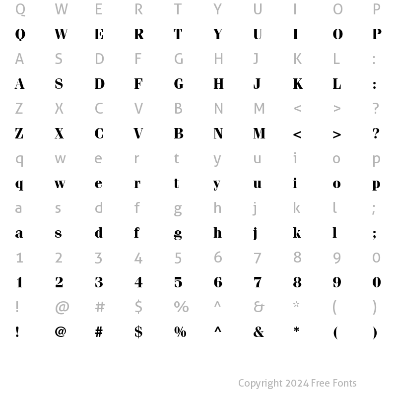 Character Map of ITCFenice LT Regular Bold