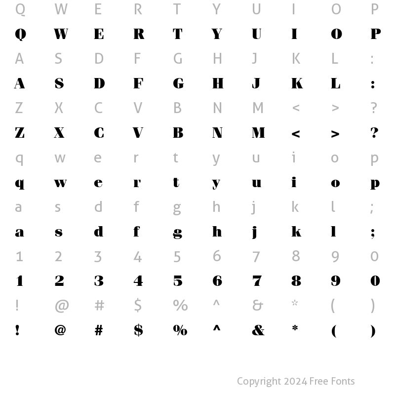 Character Map of ITCFenice LT Ultra Regular