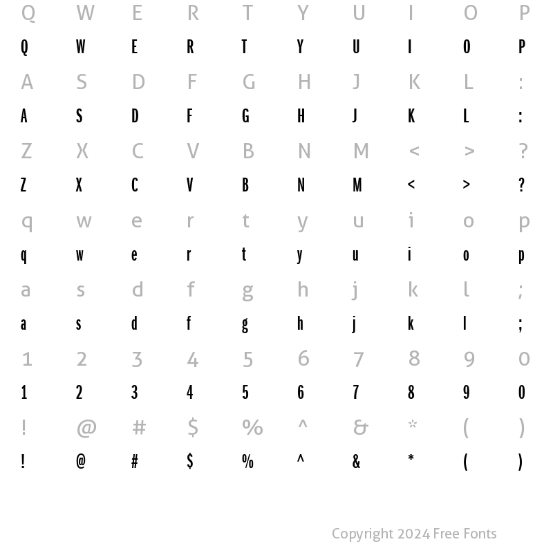 Character Map of ITCFranklinGothic LT BookXCp Bold