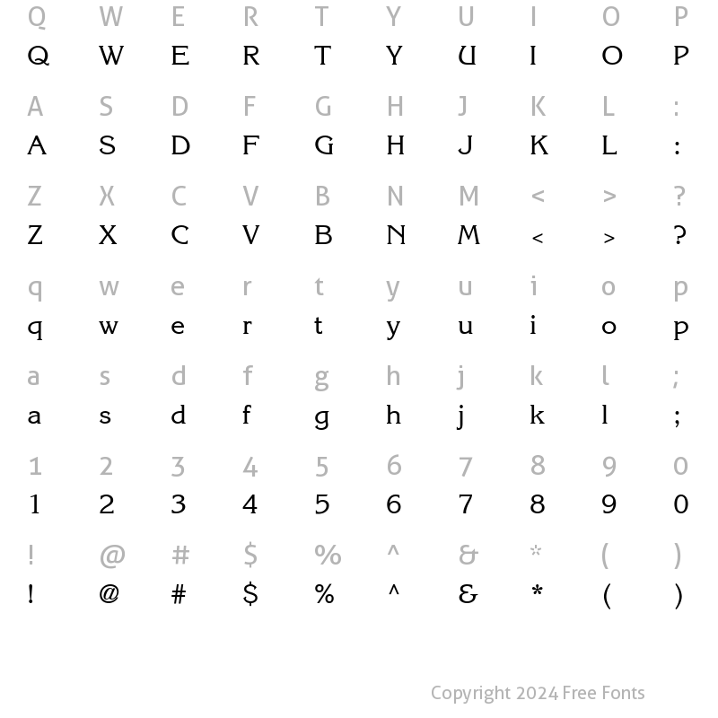 Character Map of ITCKorinna Roman