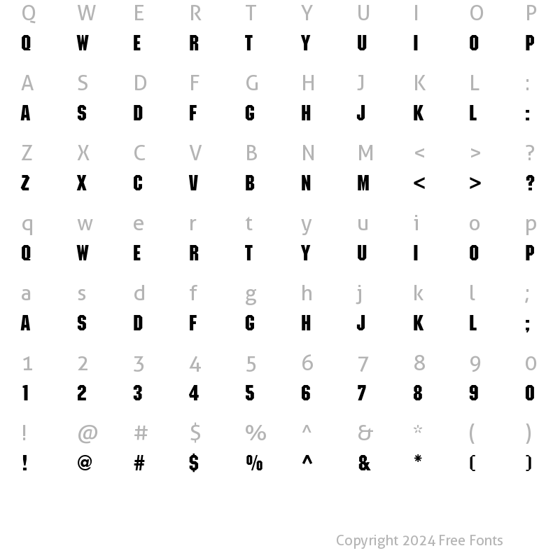 Character Map of ITCMachine-Medium Medium