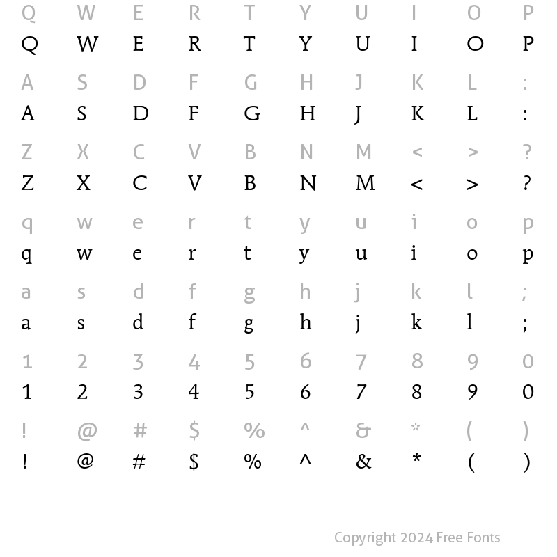 Character Map of ITCMendozaRoman-Book Book