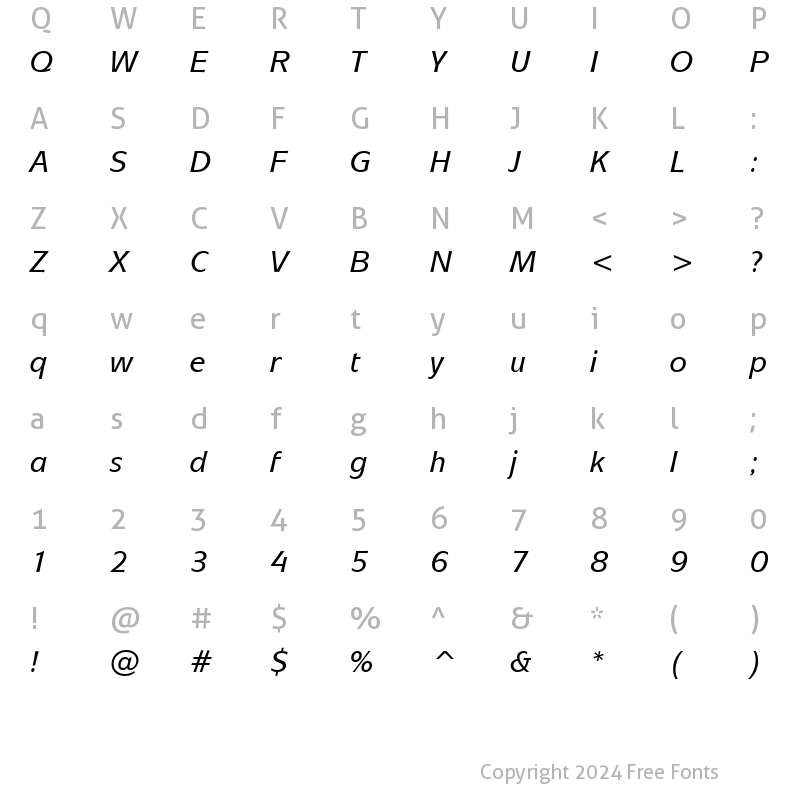 Character Map of ITCMixage-Medium MediumItalic