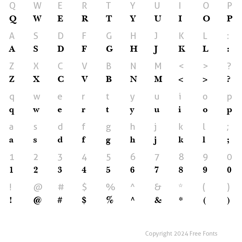 Character Map of ITCNewBaskerville Bold