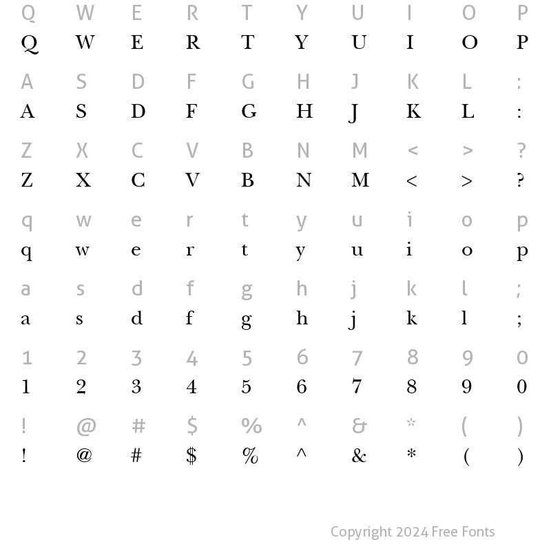 Character Map of ITCNewBaskervilleRoman Roman