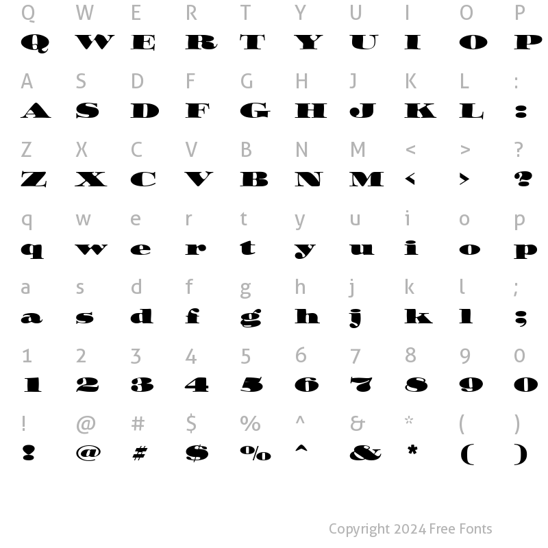 Character Map of ITCOzwald Roman