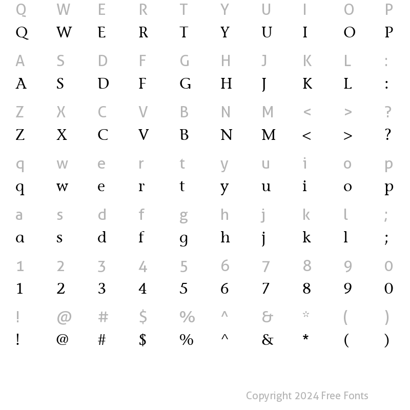 Character Map of ITCStoneInformal Roman