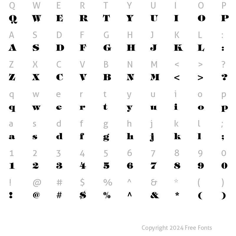 Character Map of ITCTiffany-Heavy Heavy