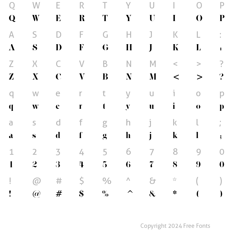 Character Map of ITCTom's Roman