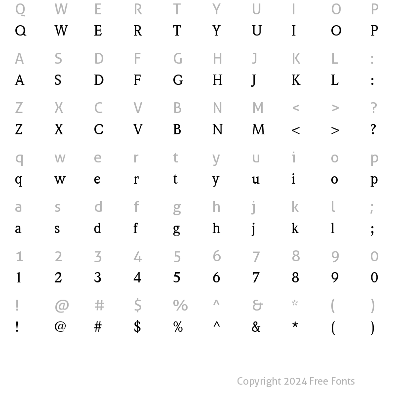 Character Map of ITCWeidemann-Medium Medium