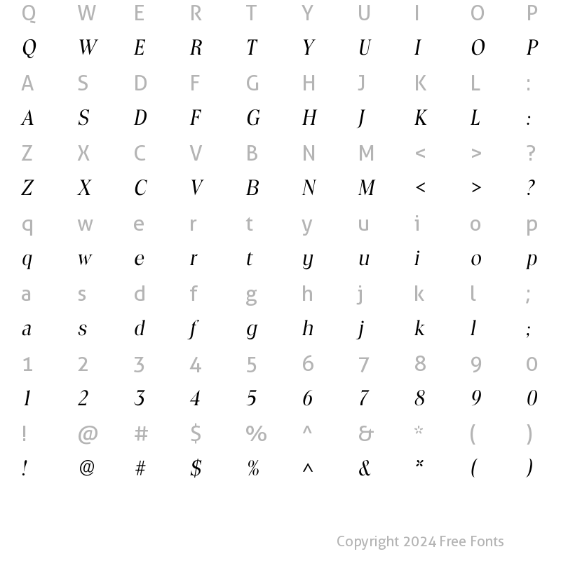 Character Map of Itoledo Regular