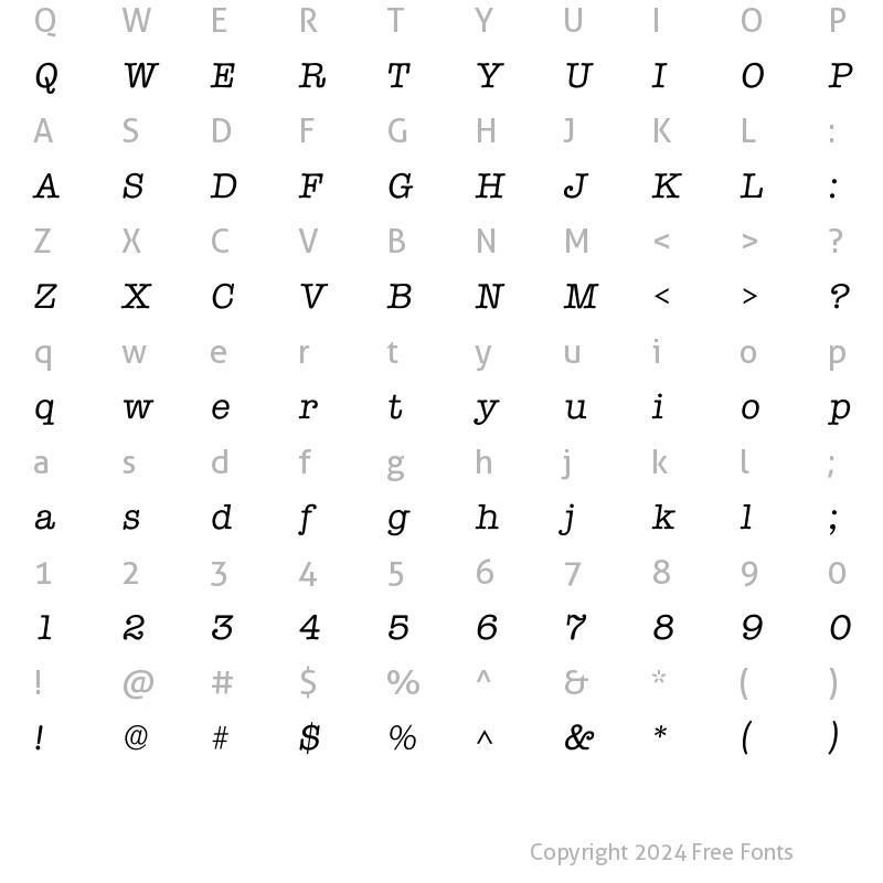 Character Map of Itypewriter Regular