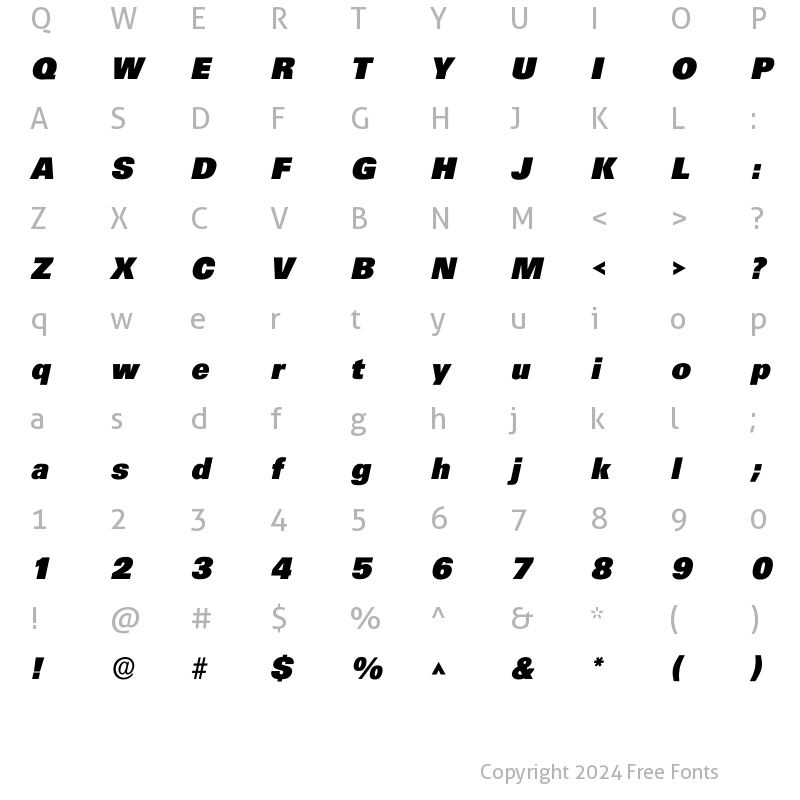 Character Map of Iultimate Heavy Regular