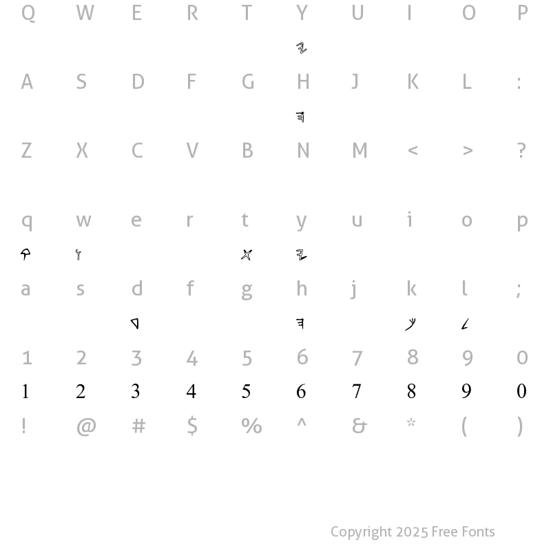 Character Map of Ivory Pomegranate Regular