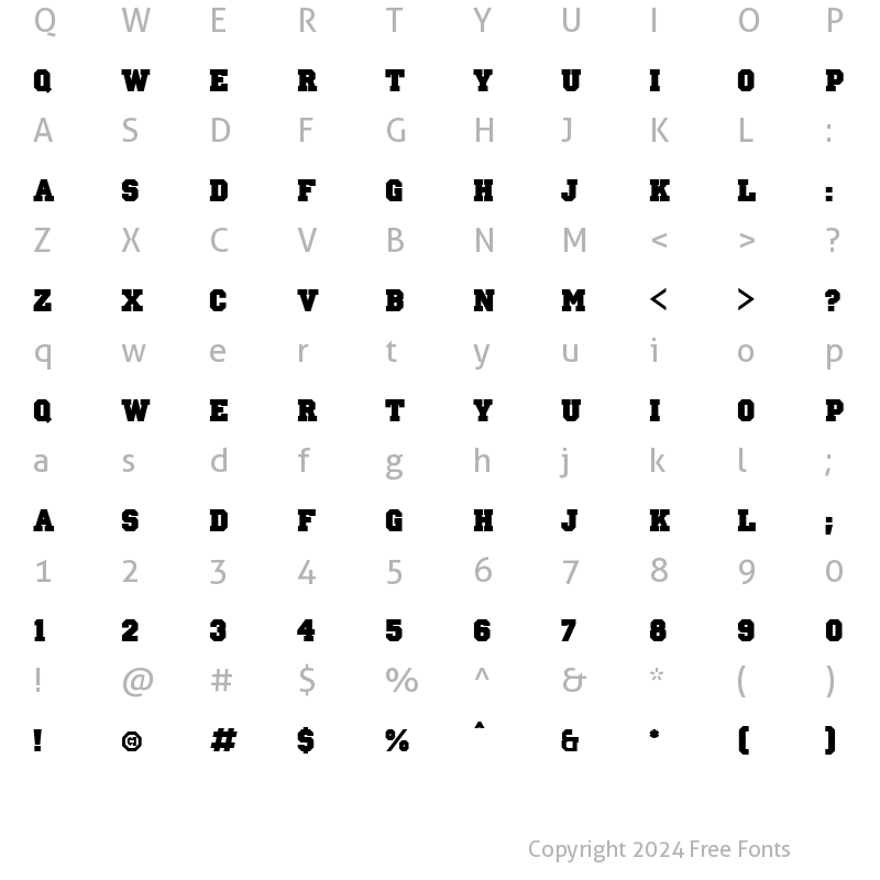 Character Map of Ivy League Solid Regular