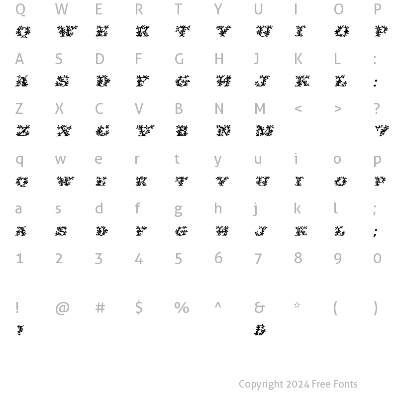 Character Map of IvyDisplayCaps Bold Italic