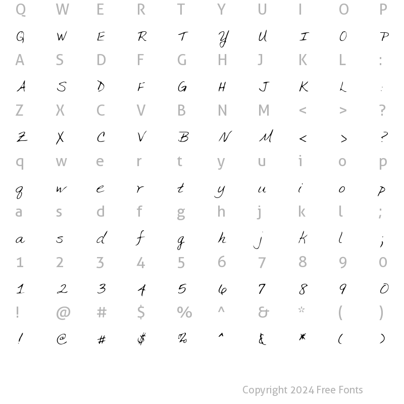 Character Map of IvysHand Regular