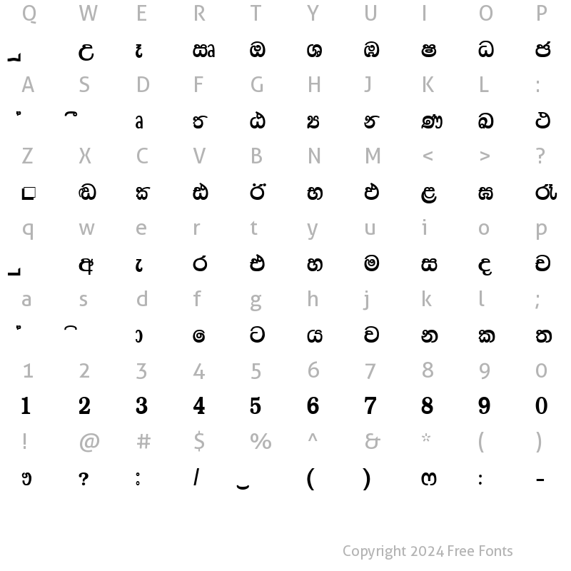 Character Map of IW Dammee Regular