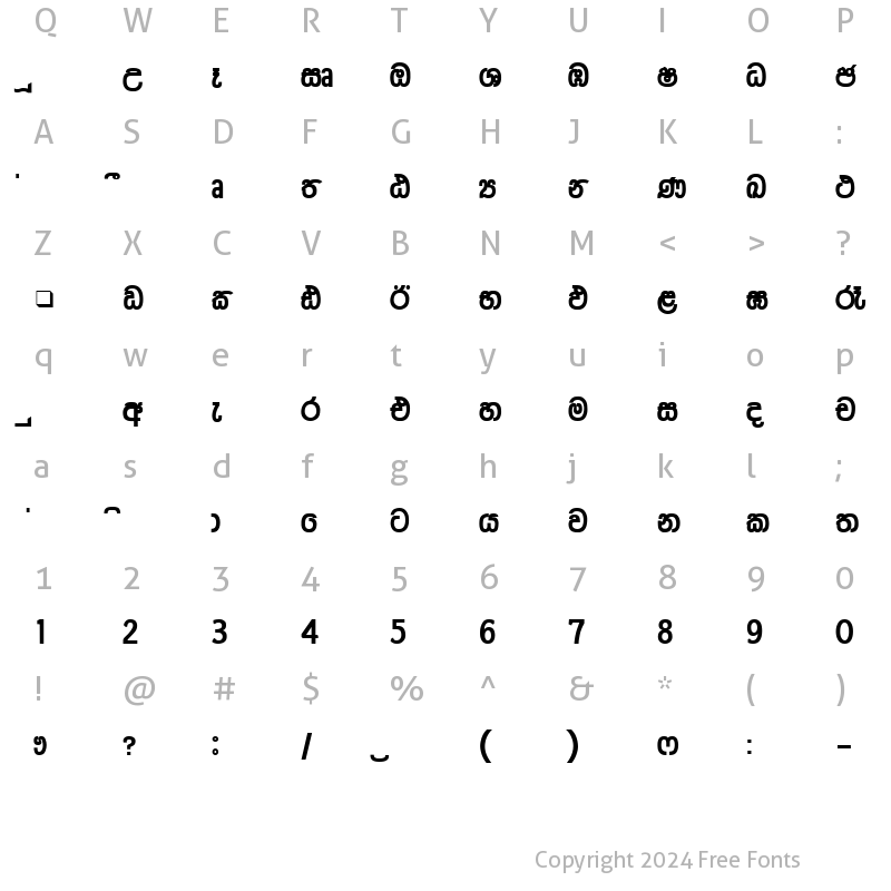 Character Map of IWwewalage Regular