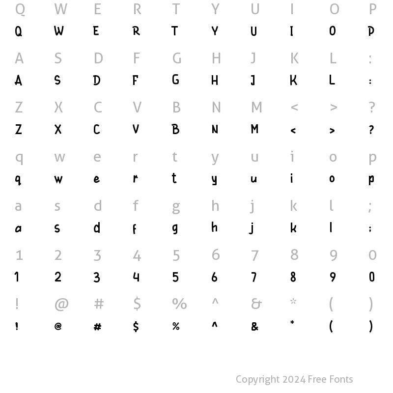 Character Map of Izzul Game Display