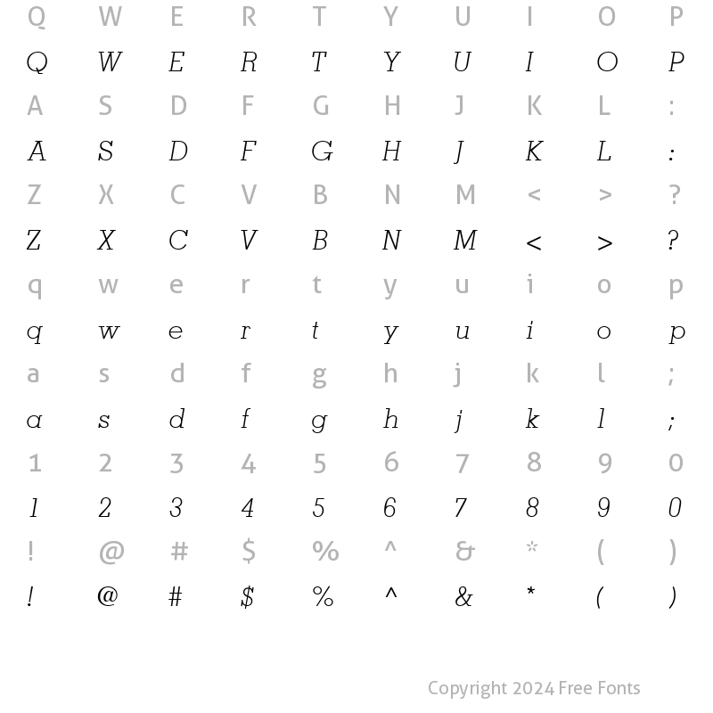 Character Map of JaakLightSSK Italic