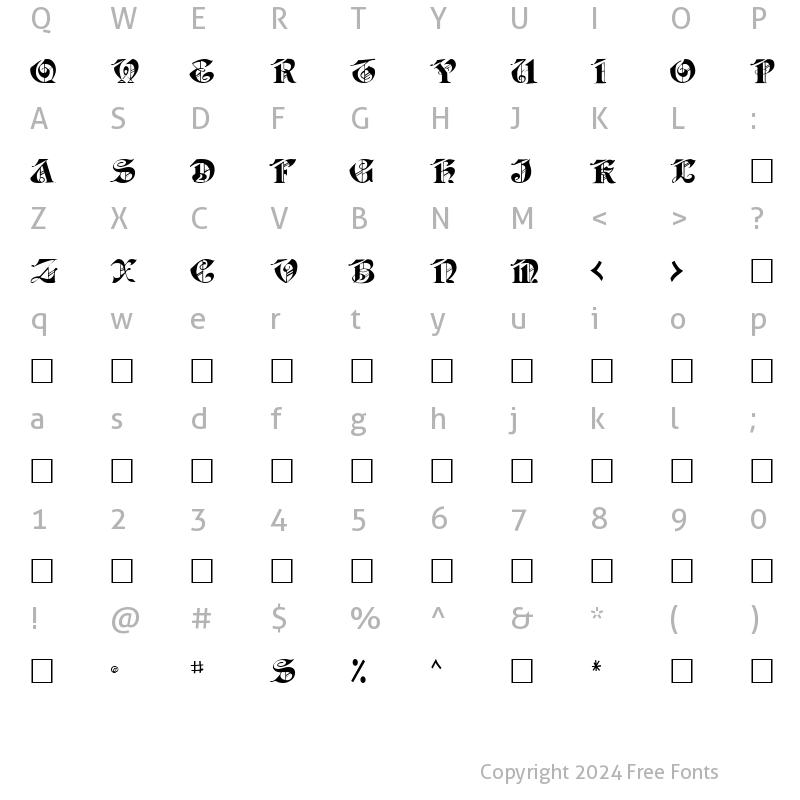 Character Map of JabaCaps105 Regular