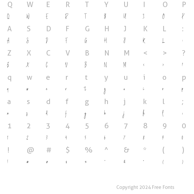 Character Map of Jack and Rose Regular