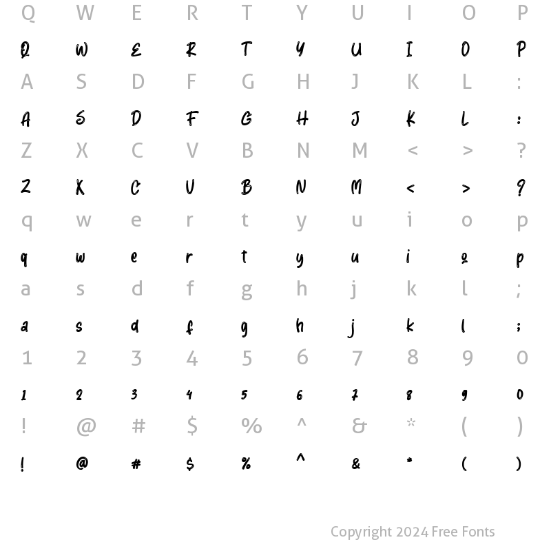 Character Map of Jack Haylo Regular