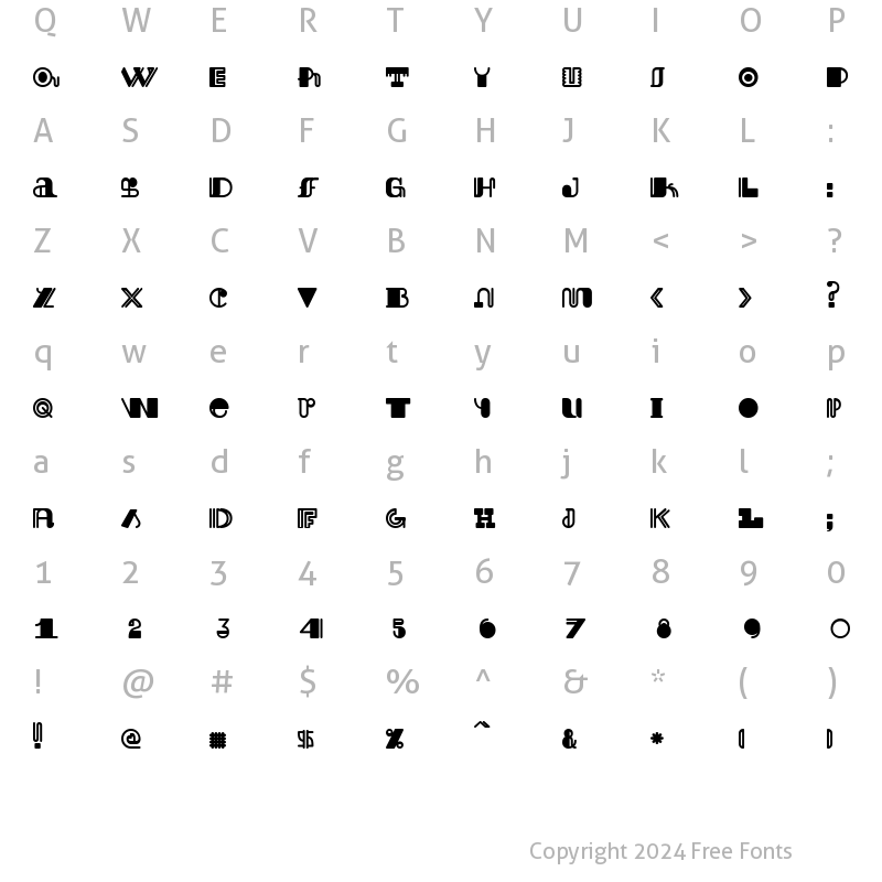 Character Map of Jack Usine Regular