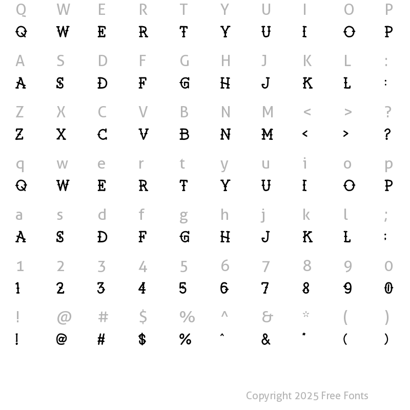 Character Map of Jackham  Clean Regular