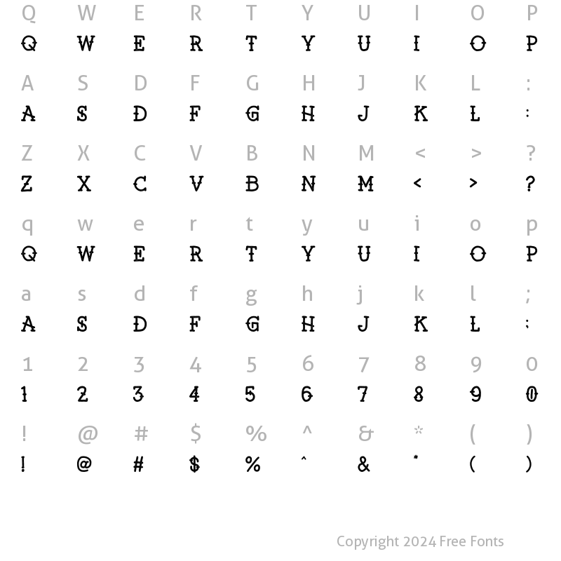 Character Map of Jackham - Rough Regular