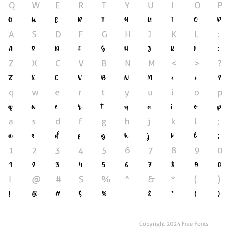 Character Map of Jacklin Regular