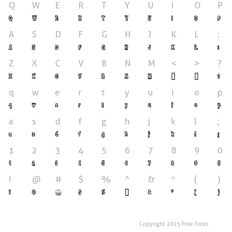 Character Map of JackOLantern Regular