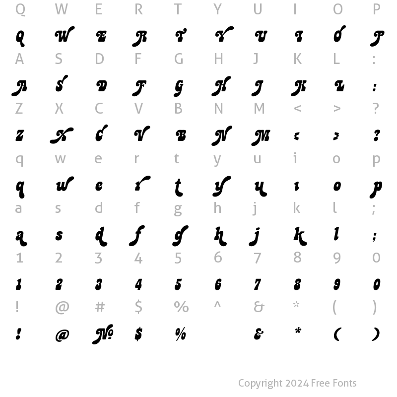 Character Map of Jackpot Sweep Italic