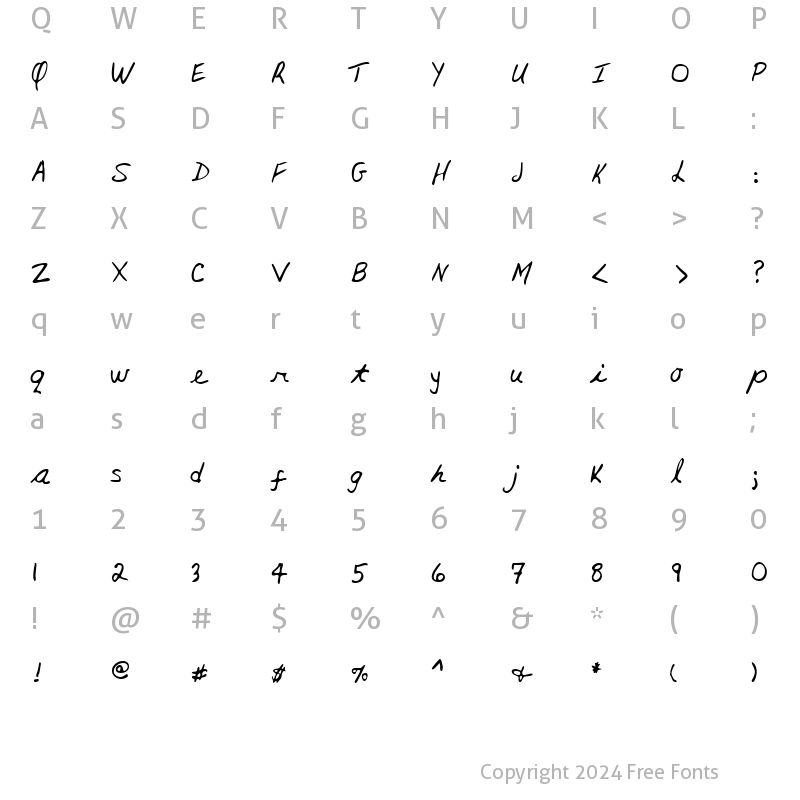 Character Map of JacksHand Regular