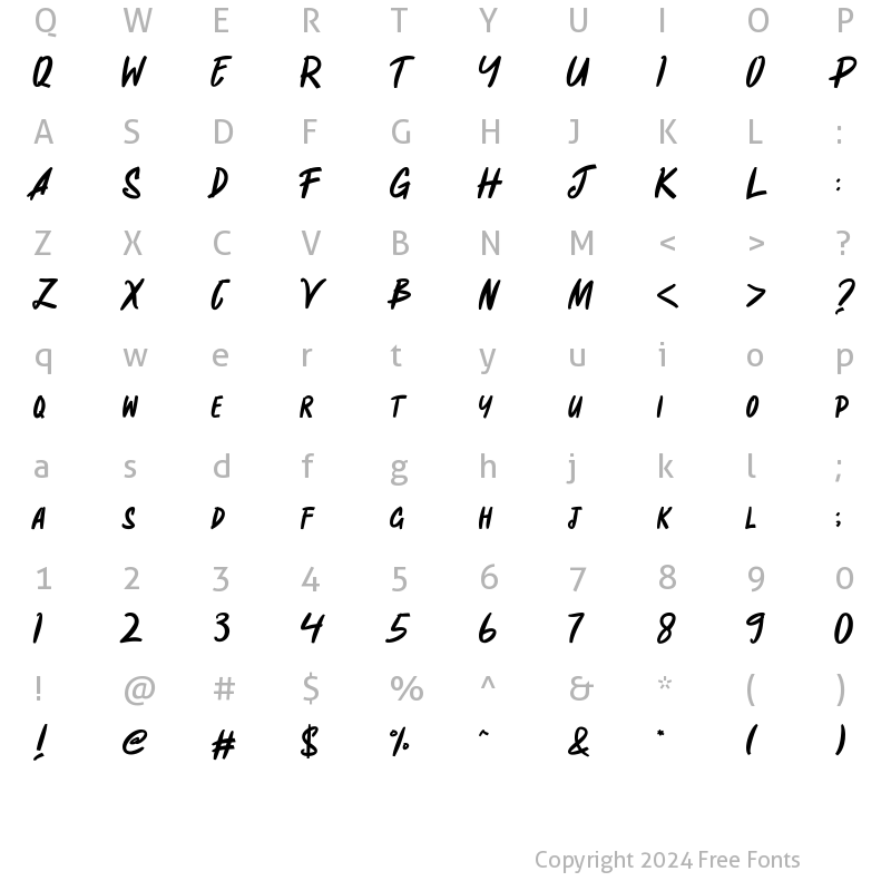 Character Map of Jacksun Regular