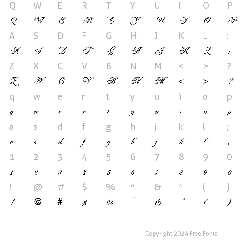 Character Map of Jacoba Bold