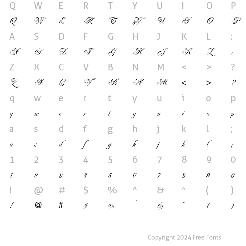 Character Map of JacobaLightDB Normal