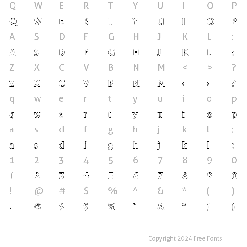 Character Map of JacobBeckerOutline Bold