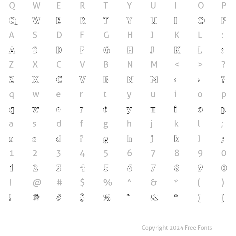 Character Map of JacobBeckerOutline-ExtraBold Regular