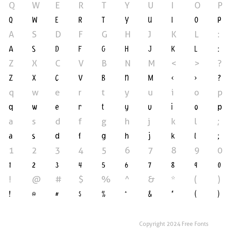 Character Map of Jacoby Cond ICG Light Regular