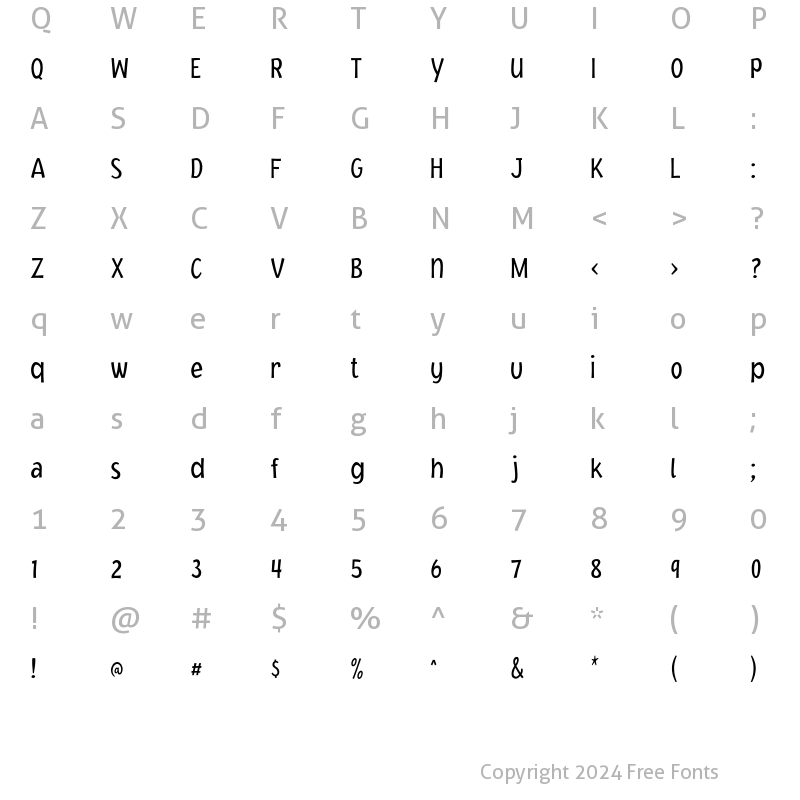 Character Map of JacobyCondICG Light Regular