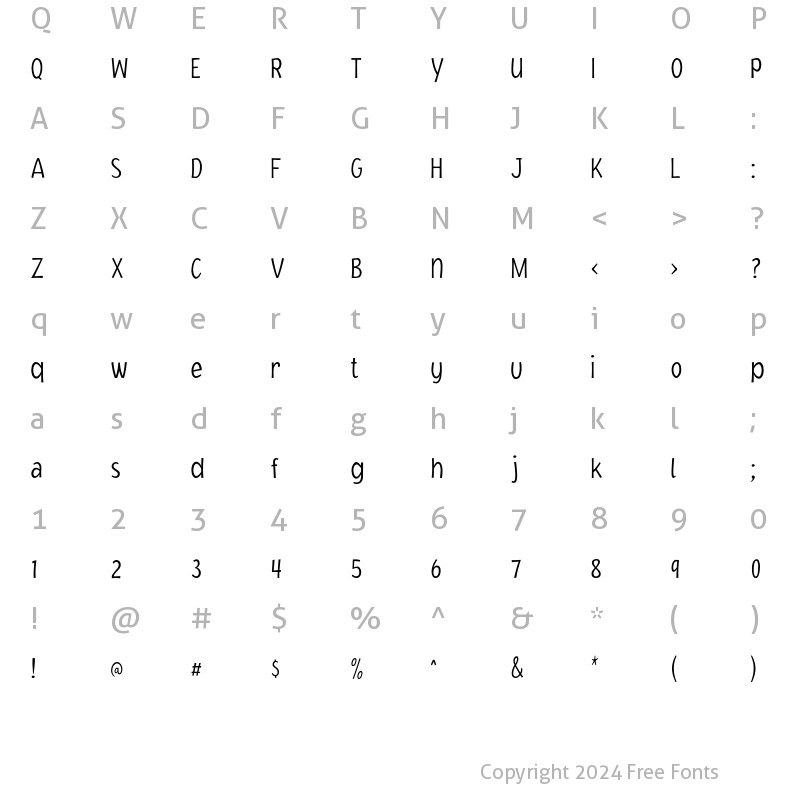 Character Map of JacobyCondICG XLight Regular