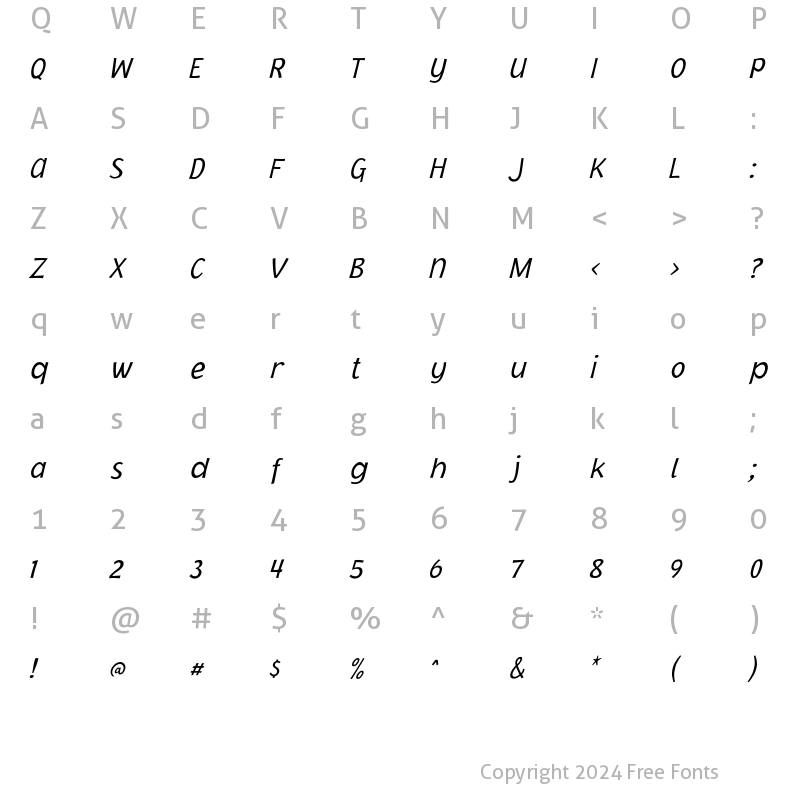 Character Map of JacobyICG Light Italic