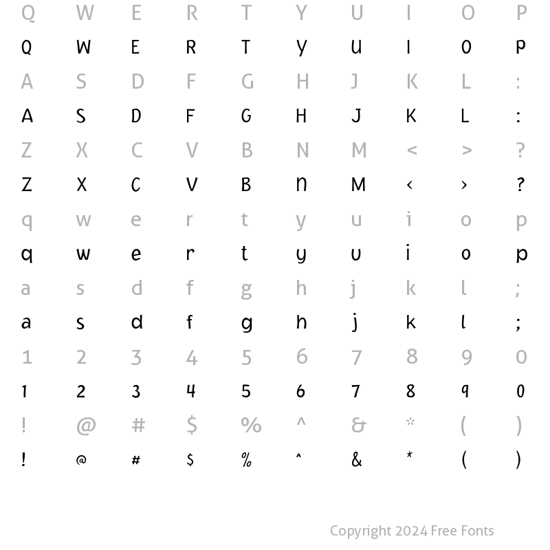 Character Map of JacobyICG Light Regular