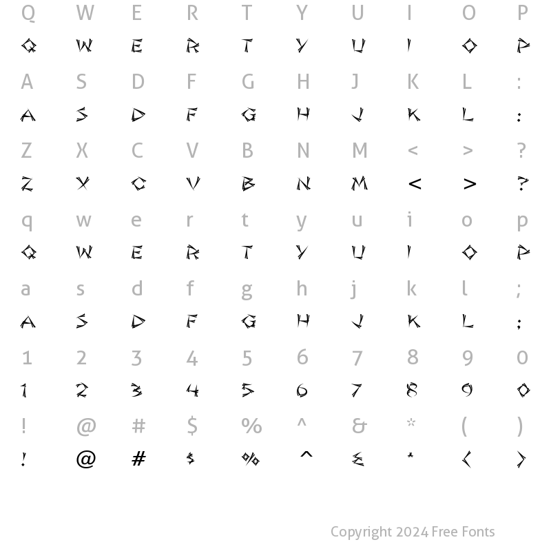 Character Map of Jade Monkey BTN Split Regular