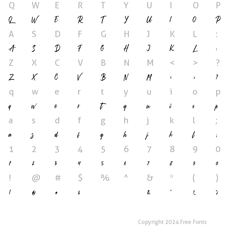 Character Map of Jaeggers Regular