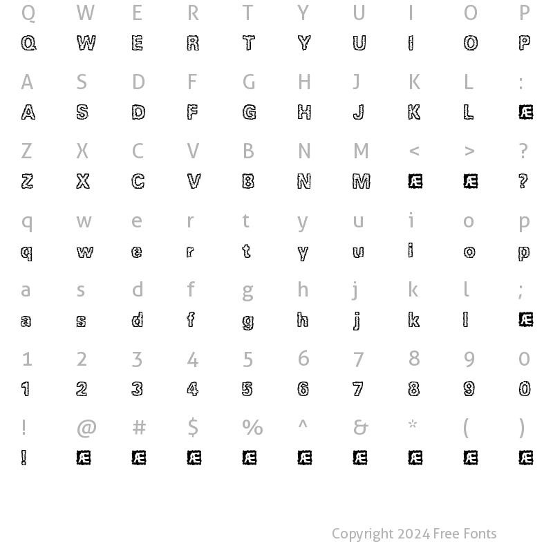 Character Map of Jagged BRK Regular