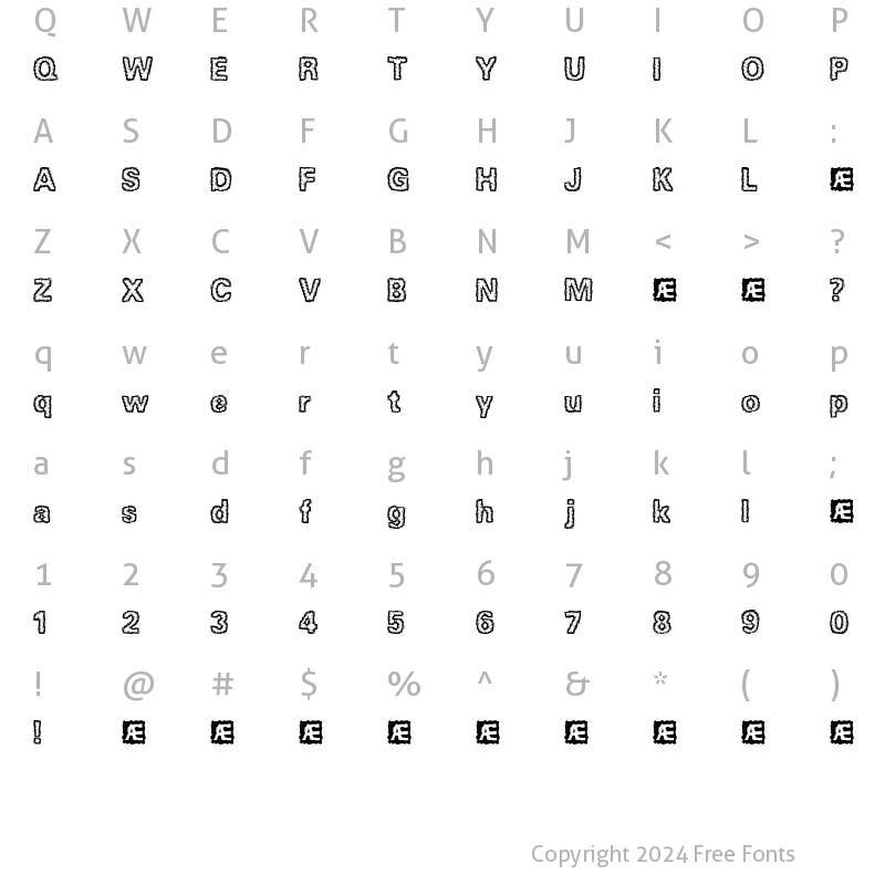 Character Map of Jagged (BRK) Regular