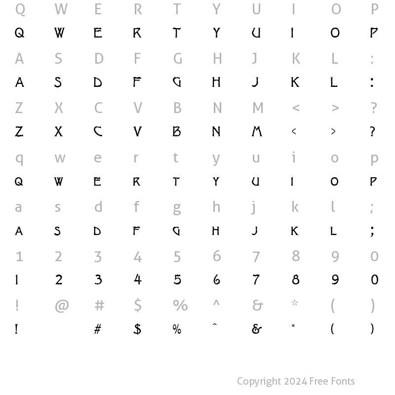 Character Map of Jagged Light